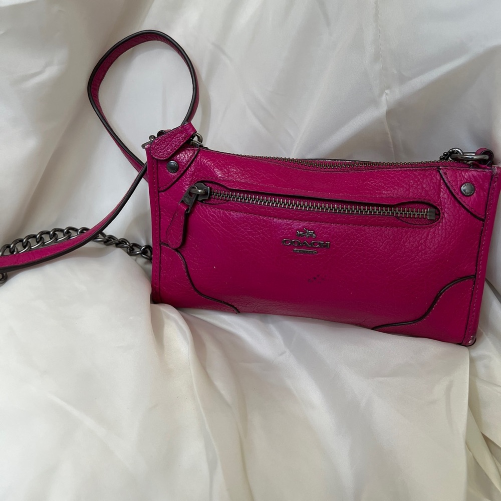 Coach Fuchsia Leather Wristlet